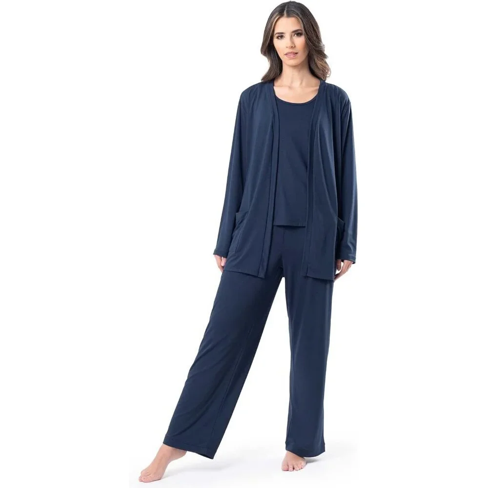 Women's Breathable Sleep Set Tank Top Pajama Pants Cardigan Lounge Plus